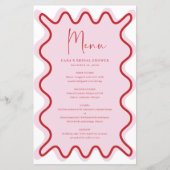 Roze Rood Levendige Grens menukaart met naam (Voorkant)