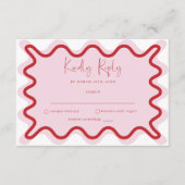Roze Rood Levendige Wavy Border RSVP-kaart Informatiekaartje (Voorkant)