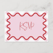 Roze Rood Levendige Wavy Border RSVP-kaart Informatiekaartje (Achterkant)