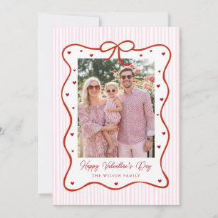 Roze Rood Lint Liefde Gelukkige Valentijnsdag Foto Feestdagenkaart