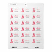 Roze Rood Lint Merry Christmas Adreslabel Etiket (Full Sheet)