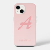 Roze Rood Maatwerk Monogram Naam iPhone Hoesje (Achterkant)