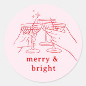 Roze Rood Meisjesachtig Kerstmis Ronde Sticker (Voorkant)