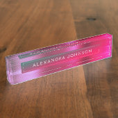 Roze Rood Metallic Folie Modern Elegant Business Naambordje (Zijkant)