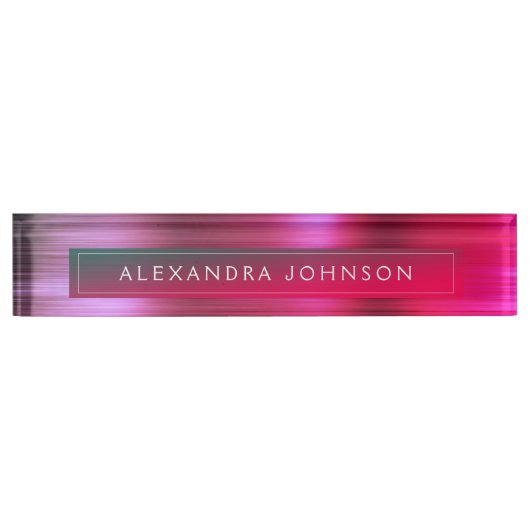 Roze Rood Metallic Folie Modern Elegant Business Naambordje (Voorkant)