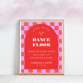 Roze Rood Mid Century Mod Dance Floor Trouwbord Poster
