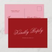 Roze Rood Minimaal Romantisch Trouw RSVP Postkaart (Voorkant / Achterkant)