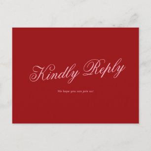 Roze Rood Minimaal Romantisch Trouw RSVP Postkaart