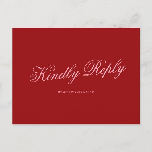 Roze Rood Minimaal Romantisch Trouw RSVP Postkaart (Voorkant)