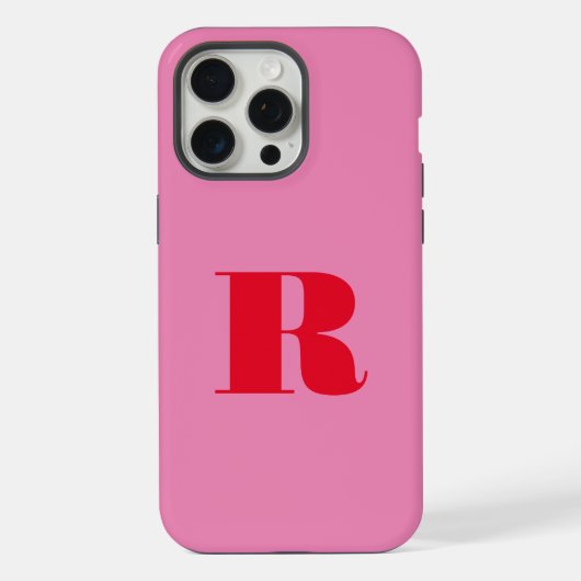 Roze Rood Minimalistisch Modern Initiaal Bold Mono iPhone Hoesje (Achterkant)