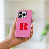 Roze Rood Minimalistisch Modern Initiaal Bold Mono iPhone Hoesje