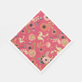 Roze Rood Modern Bloemen Patroon Party Servet (Hoek)