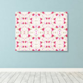 Roze Rood Modern Bloemmotief Canvas Afdruk (Insitu (Houten vloer))