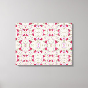 Roze Rood Modern Bloemmotief Canvas Afdruk