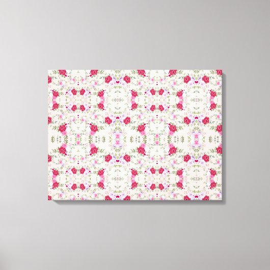 Roze Rood Modern Bloemmotief Canvas Afdruk (Voorkant)