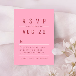 Roze Rood Modern Chique Eenvoudige Typografie Brui RSVP Kaartje
