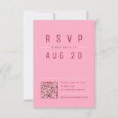 Roze Rood Modern Chique Eenvoudige Typografie QR-c RSVP Kaartje (Voorkant)