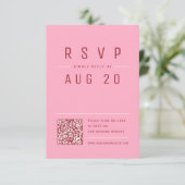 Roze Rood Modern Chique Eenvoudige Typografie QR-c RSVP Kaartje (Staand voorkant)