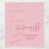 Roze Rood Moderne 50e Verjaardag Wijn Etiket (Enkel label)