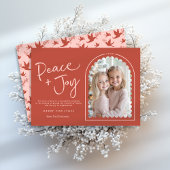 Roze Rood Moderne Boog Vrede Joy Foto Kerstmis Feestdagenkaart