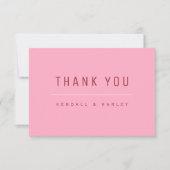 Roze Rood Moderne Chique Typografie Eenvoudig Bedankkaart (Voorkant)