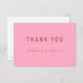 Roze Rood Moderne Chique Typografie Eenvoudig Bedankkaart (Voorkant / Achterkant)
