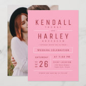 Roze Rood Moderne Eenvoudige Typografie Foto Bruil Kaart (Voorkant / Achterkant)