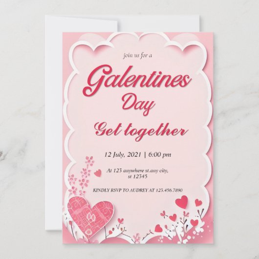 Roze Rood Moderne galentines Dag uitnodiging (Voorkant)