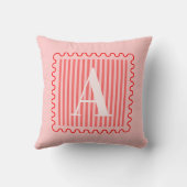 Roze Rood Monogram Preppy Schulpand Kussen (Achterkant)