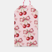 Roze Rood Mutsig Kers Eerste 1e Verjaardag Cadeaulabel (Achterkant)