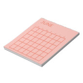 Roze Rood Niet-gedateerde Juni Kalender voor Organ Notitieblok (Linkerzijde)