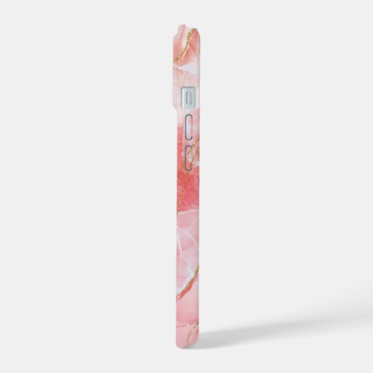 Roze Rood Ombre waterverf Ink  iPhone 15 Case (Linkerkant)