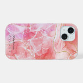 Roze Rood Ombre waterverf Ink  iPhone 15 Case (Achterkant horizontaal)