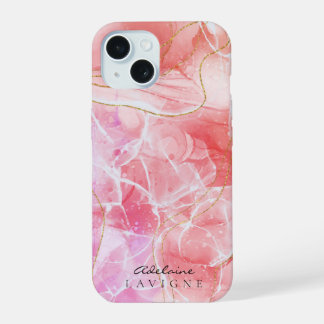 Roze Rood Ombre waterverf Ink  iPhone 15 Case