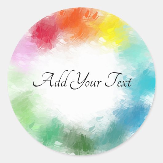 Roze rood Oranje Geel Blauw Paars Wit Ronde Sticker (Voorkant)