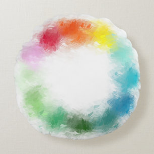 Roze rood Oranje Geel Groen Blauw Paars Wit Rond Kussen