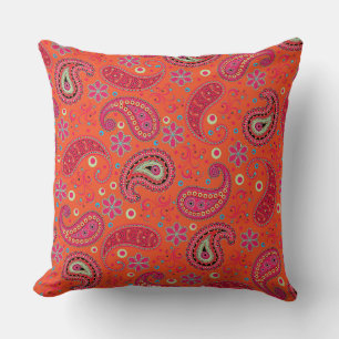 roze rood oranje paisley patroon,boho paisley kussen