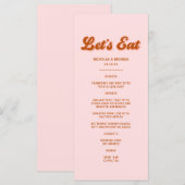 Roze Rood Oranje Retro Groovy Disco Bruiloft Menu (Voorkant / Achterkant)
