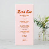 Roze Rood Oranje Retro Groovy Disco Bruiloft Menu (Staand voorkant)
