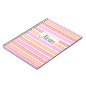 Roze rood oranje wit strepenpatroon notitieboek (Linkerzijde)