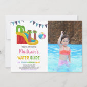 Roze Rood Paarse Foto Water Slide Uitnodigingen (Voorkant)