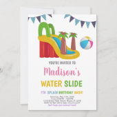 Roze Rood Paarse Water Slide Uitnodigingen (Voorkant)