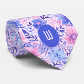 Roze Rood & Pastelblauwe Waterverf Stropdas (Opgerold)