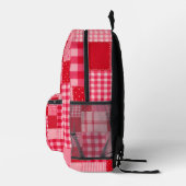 Roze rood patchwork patroon bedrukte rugzak (Rechts)
