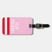 Roze Rood Preppy Gepersonaliseerde Rugzak Label Bagagelabel (Voorkant horizontaal)
