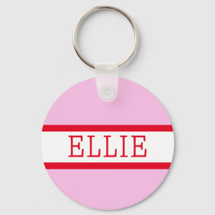 Roze Rood Preppy Gepersonaliseerde Rugzak Label Sleutelhanger