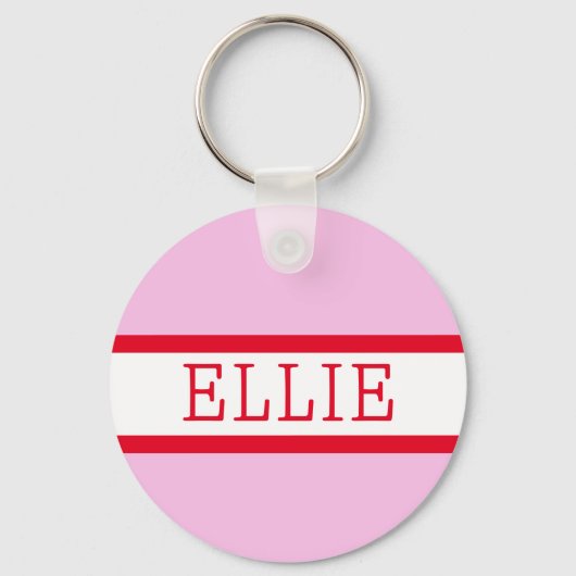 Roze Rood Preppy Gepersonaliseerde Rugzak Label Sleutelhanger (Voorkant)