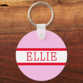 Roze Rood Preppy Gepersonaliseerde Rugzak Label Sleutelhanger (Voorkant)