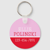 Roze Rood Preppy Gepersonaliseerde Rugzak Label Sleutelhanger (Achterkant)
