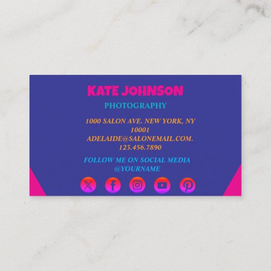 Roze Rood Professioneel Modern Monogram Visitekaartje (Achterkant)